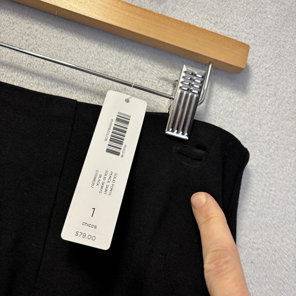 NWT Chico's 1 Ponte Pencil Skirt Womens 8 Black Knit Stretch Zip Back Office - Picture 7 of 12